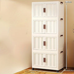 Foldable Storage Cabinet With Wheels & Doors 5 Layers