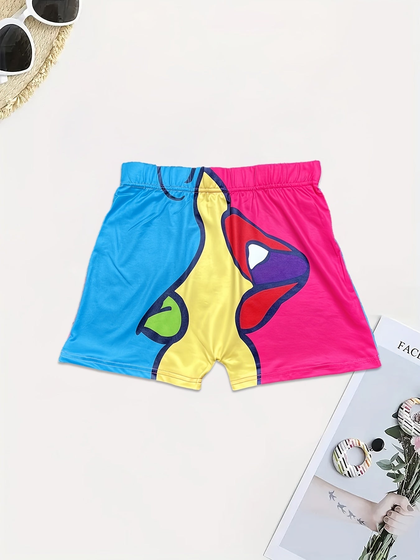 Cartoon Print Skinny Shorts Yoga Casual Summer Shorts Women's Clothing