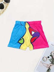 Cartoon Print Skinny Shorts Yoga Casual Summer Shorts Women's Clothing