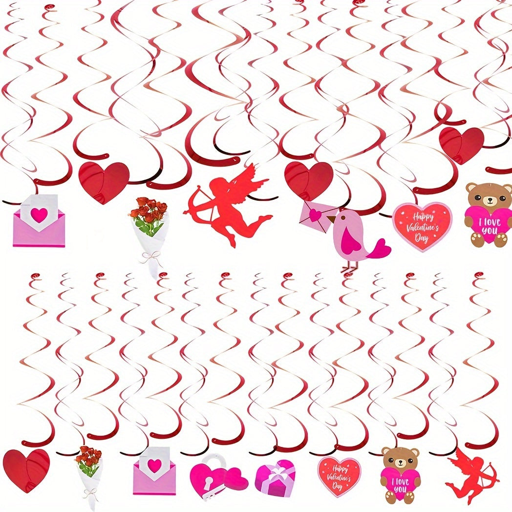 30pcs Valentines Hanging Swirls for Engagement Wedding Anniversary Party Decor