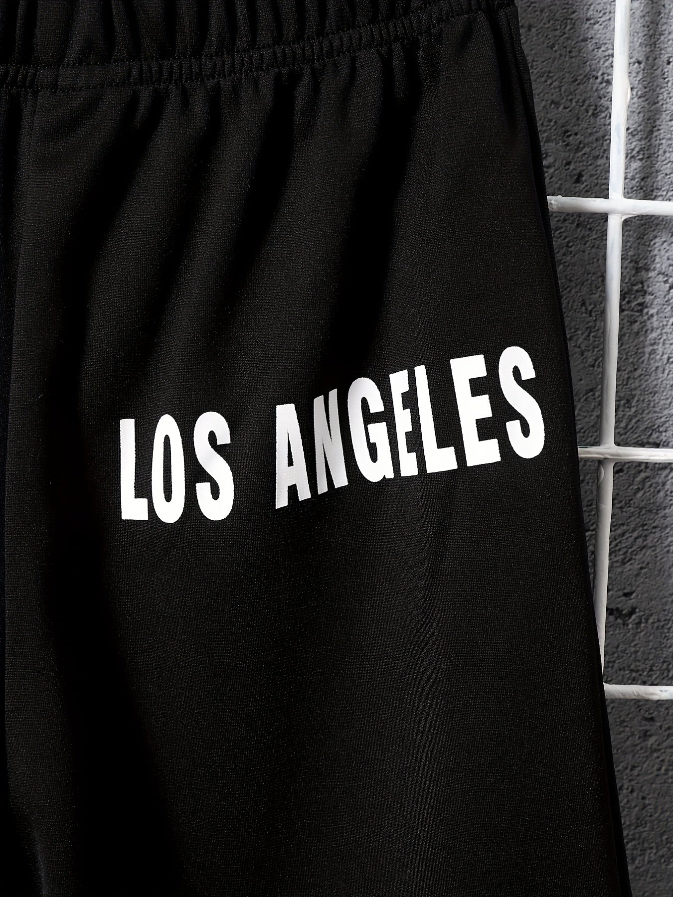 LOS ANGELES Letter Print Boys Shorts Quick Drying for Summer Outdoor