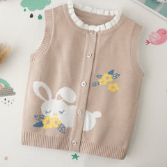 Cute Rabbit Embroidery Vest for Baby Girls