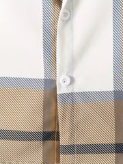 Plaid Print Short Sleeve Shirt for Boys