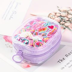 130 Pack Girls Cartoon Ruffled Hair Ties Elastic Hair Accessories