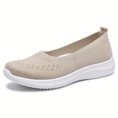 Women's Knit Walking Shoes Breathable Slip On Casual Flat Shoes