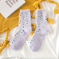 Cozy Fruit Pattern Crew Socks Women's Stockings
