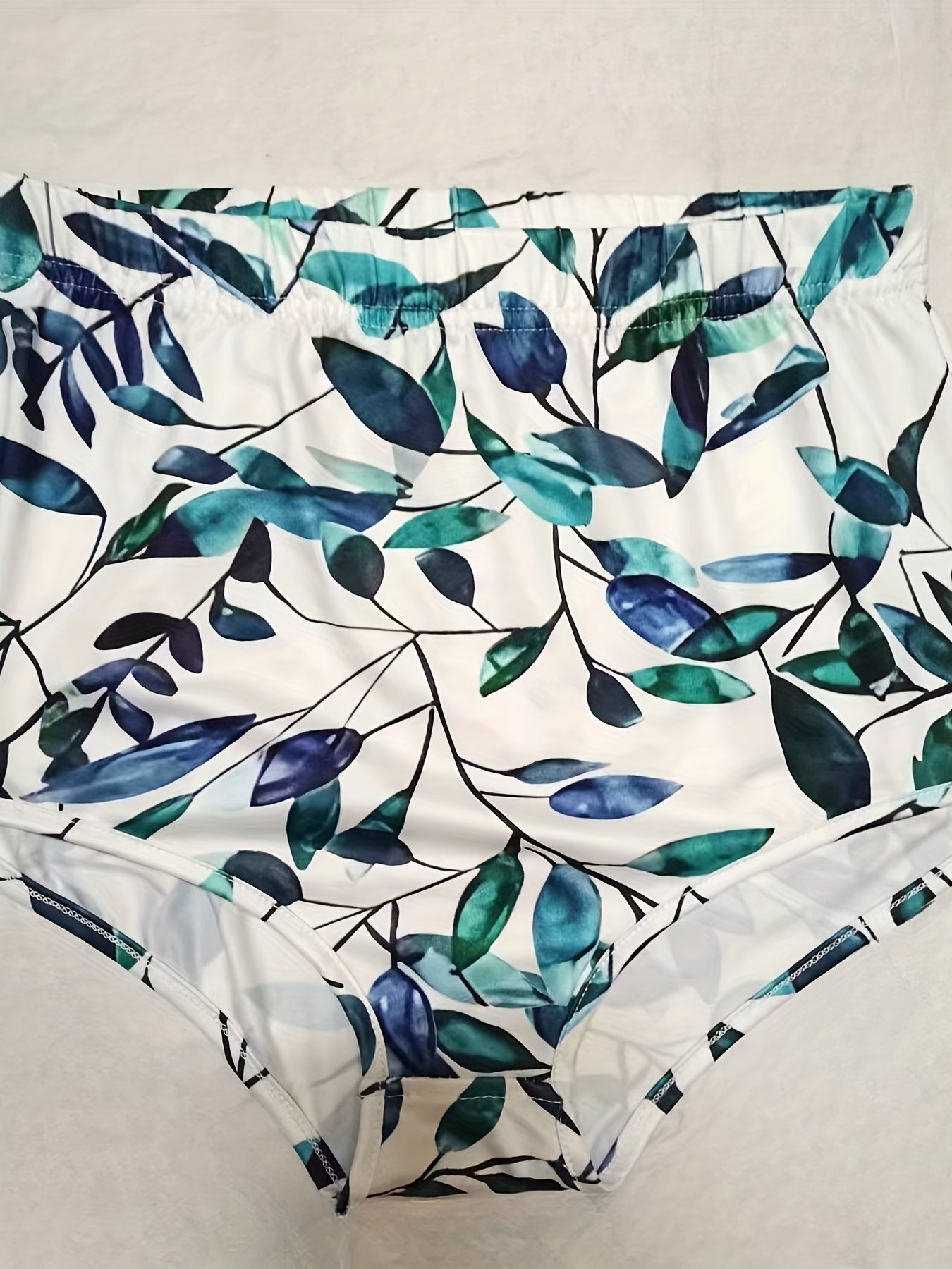 Plant Print Ruffle Crop Top & Booty Shorts Set Women's Clothing