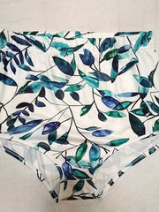 Plant Print Ruffle Crop Top & Booty Shorts Set Women's Clothing