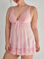 Sexy Eyelash Lace Mesh Slips With Panty
