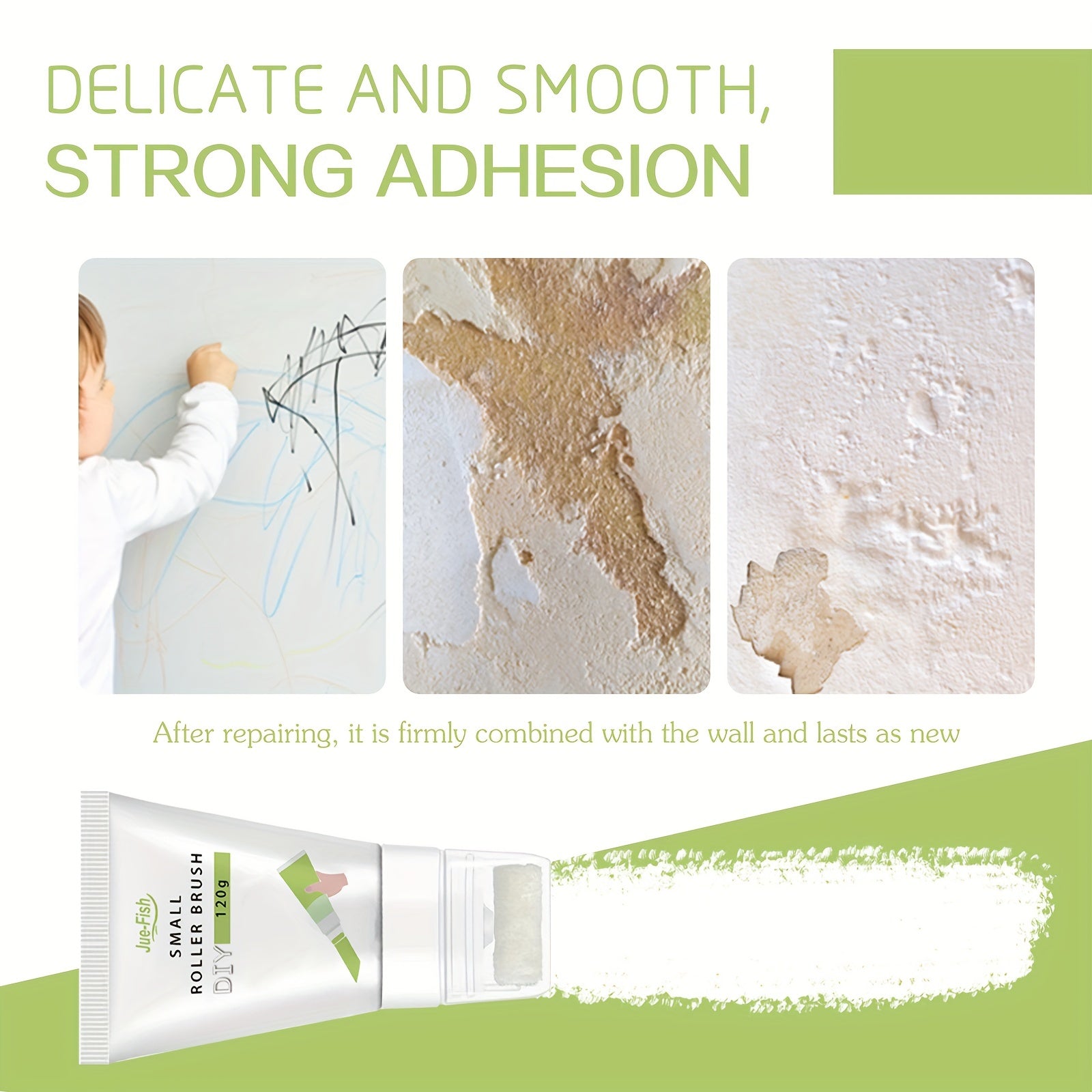 Small Rolling Brush Wall Repair Cream + Scraper - Quick Drying Patch