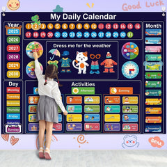 Kids Daily Calendar Learning Center with Felt Board