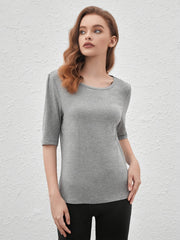 Lace Up Lounge Tops Crew Neck Half Sleeve Top Women's Sleepwear