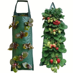 Hanging Flower Strawberry Planting Bags Wall Mount Planter Growing Bag 8 Holes