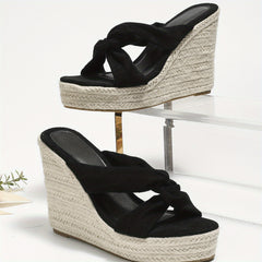 Women's Cross Strap Platform Wedge Sandals