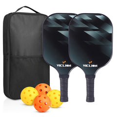 Carbon Fiber Pickleball Paddles Set with 2 Paddles, 4 Balls, Storage Bag