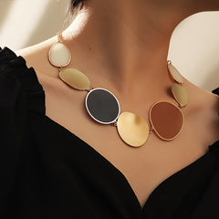 Minimalist Asymmetrical Colorblock Necklace Exaggerated Geometric Creativity