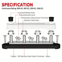 Car Terminal Block 10-16 X 12-7 40 M8 Terminal Stud 6 X 8 M4 Screw Terminal