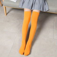 3 Pairs Solid Thigh High Socks Over The Knee Women's Stockings