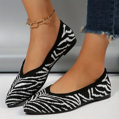 Knitted Pointed Flat Shoes Soft Sole Breathable Ballet Flats