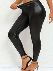 Women's Plus Size Faux Leather High Stretch Leggings