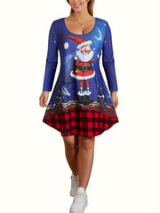Plus Santa Claus Print Top & Leggings Set