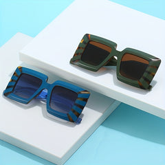 Square Striped Sunglasses Large Gradient Glasses UV400