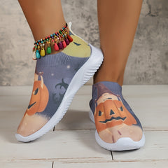 Funny Pumpkin Face Pattern Sneakers Halloween Trainers