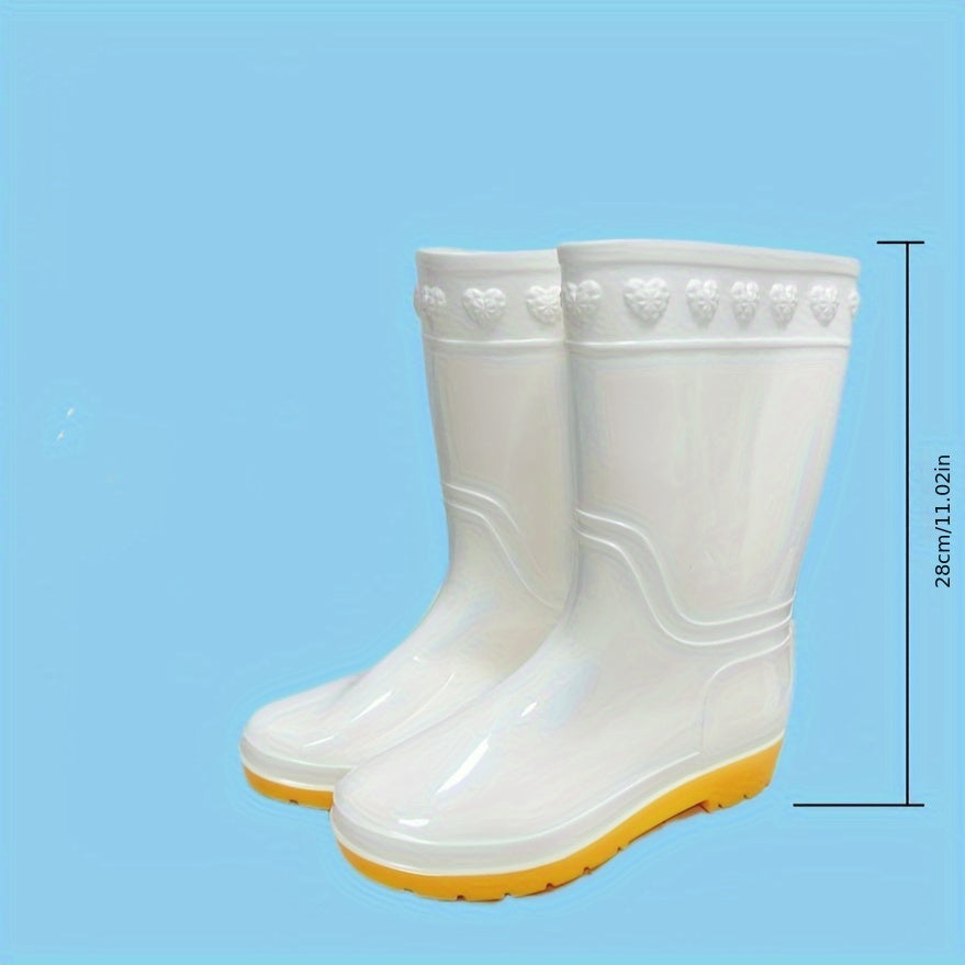 Women's Slip On Rain Boots Waterproof Mid Calf Boots