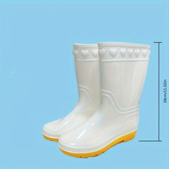 Women's Slip On Rain Boots Waterproof Mid Calf Boots