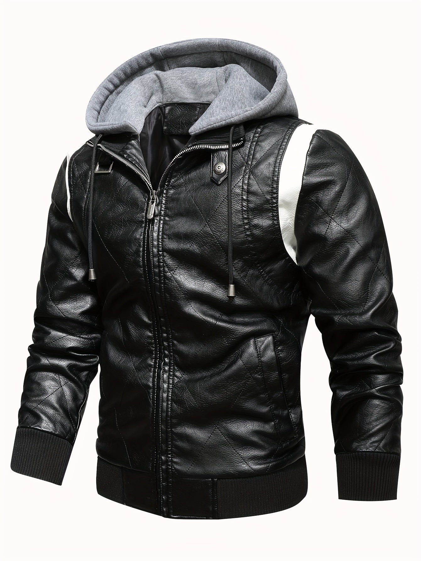 Men's Scorpion Print PU Leather Jacket With Hood
