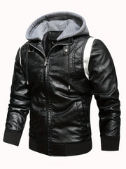 Men's Scorpion Print PU Leather Jacket With Hood