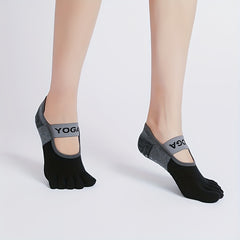 Women's 5-Toe Yoga Socks Non Slip Cross Strap Sports Socks