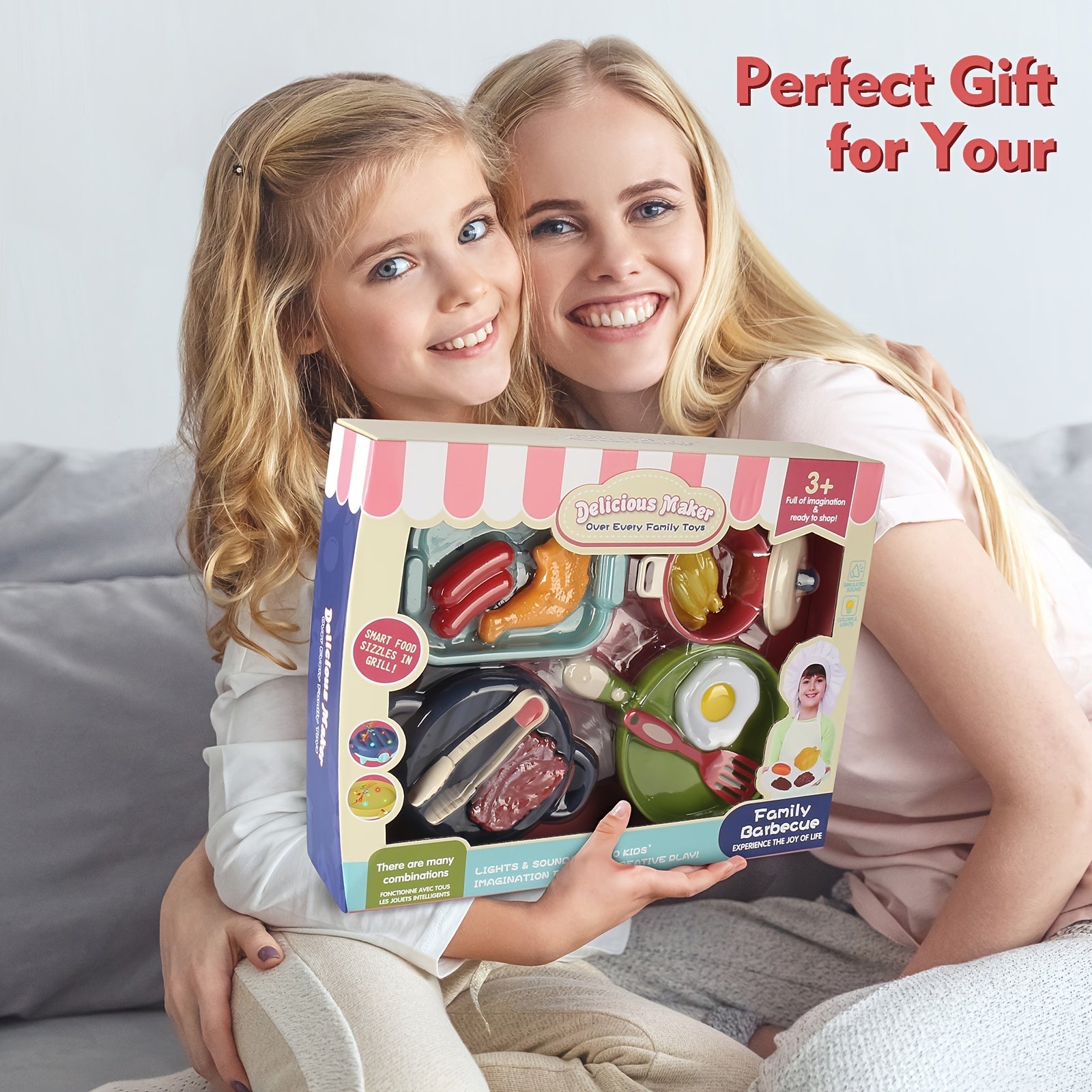 Kitchen Cooking Toy Set Educational Lighting Music Oven Play Accessories