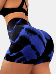 Tie Dye High Waist Sports Skinny Shorts - Butt Lifting