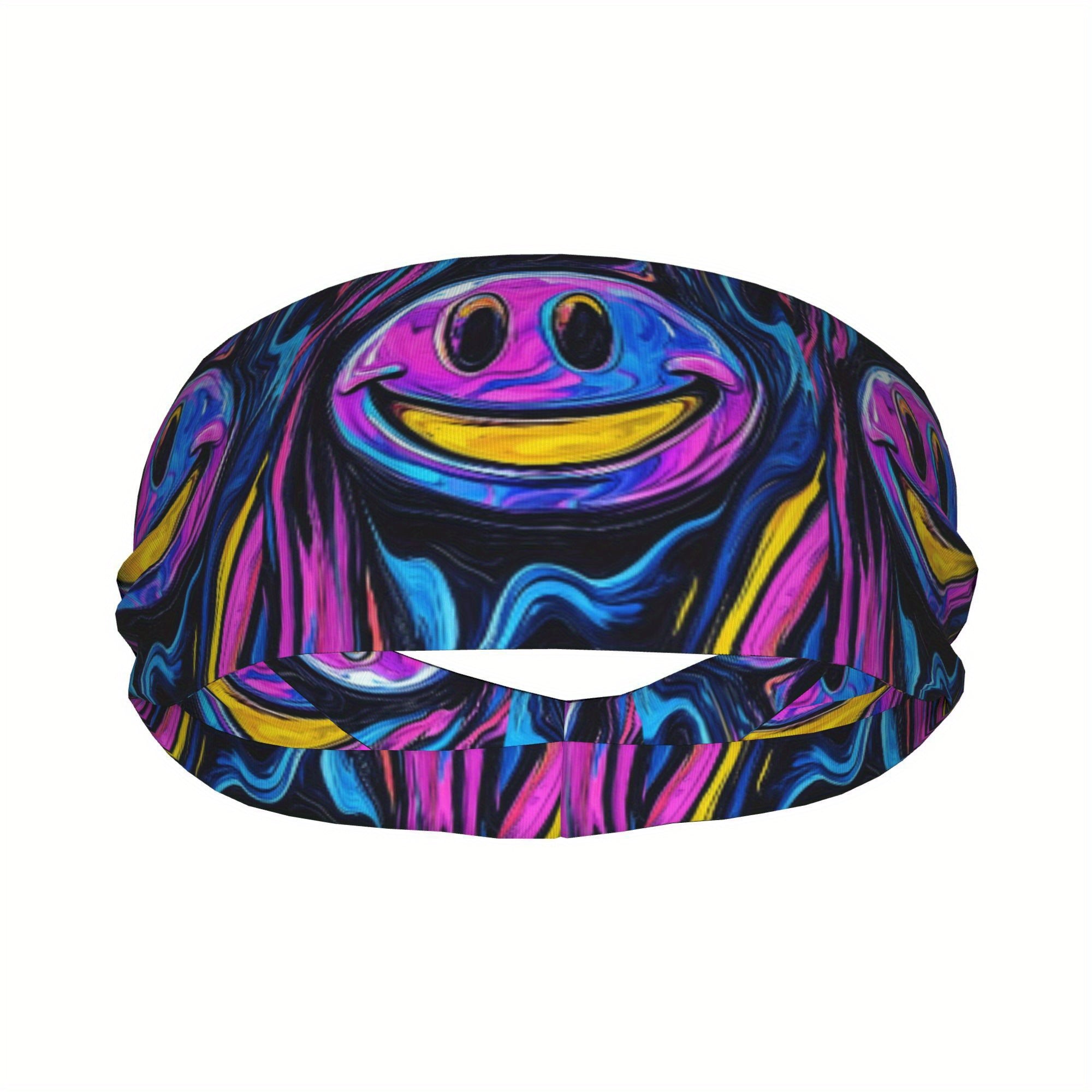 Smile Unisex Sports Headband Psychedelic Sweat Wicking Stretchy Polyester Band