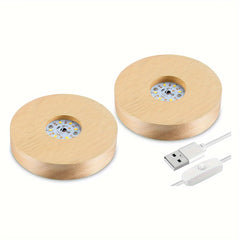 2pcs Wooden LED Display Base Stand for 3D Crystal Glass Art