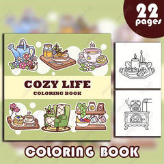 Cozy Life Adult Coloring Book - 22 Pages Mixed Paper - Unique Cover Designs