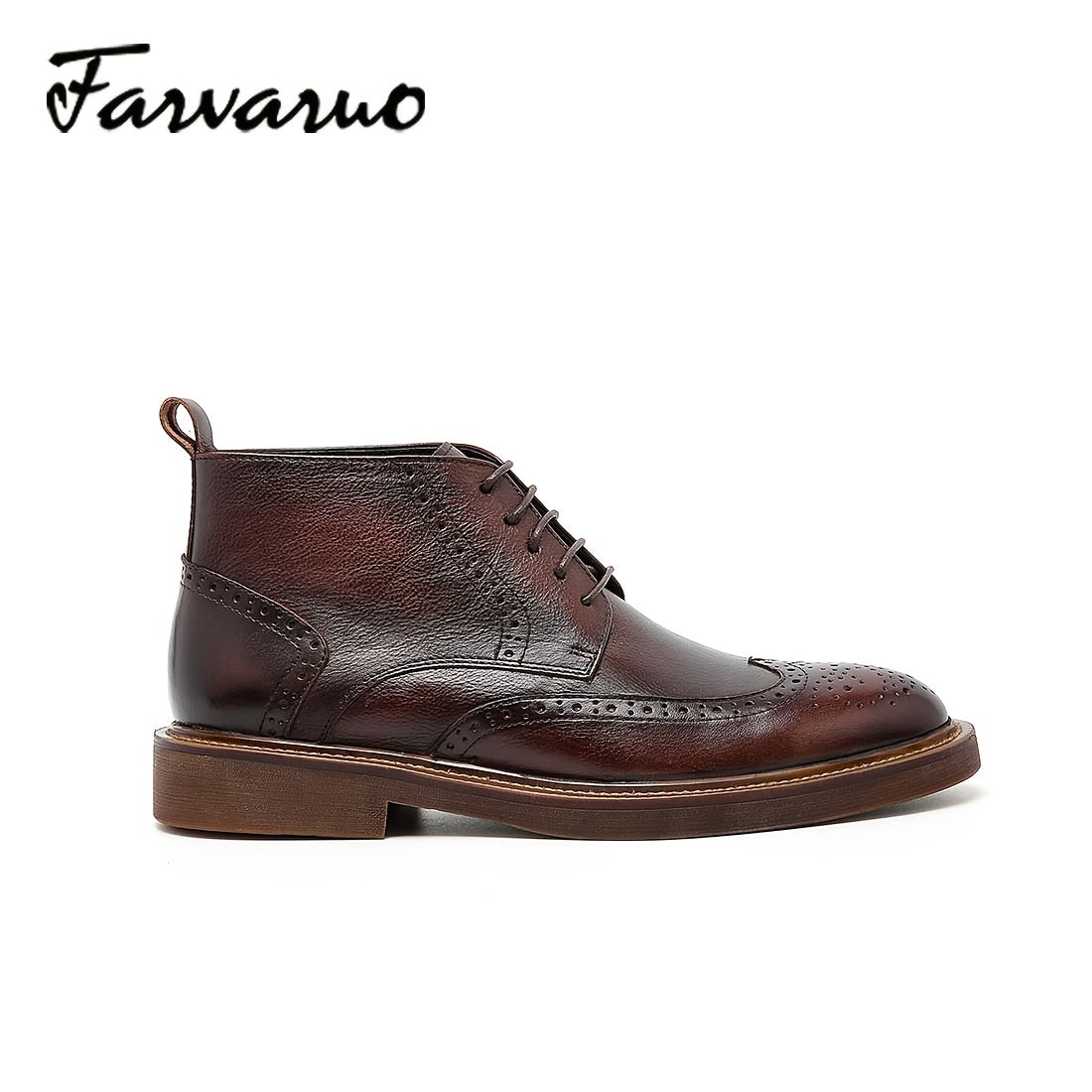 FARWARWO Leather Wing Tip Brogues Oxford Boots - Formal Dress Boots