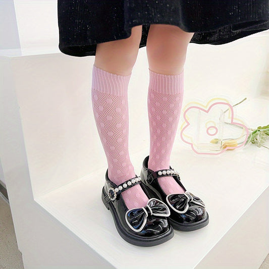 Girls Cotton Blend Dot Pattern Knee High Stockings