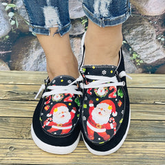 Women's Christmas Santa Claus Sneakers Non-slip Lace-up Shoes