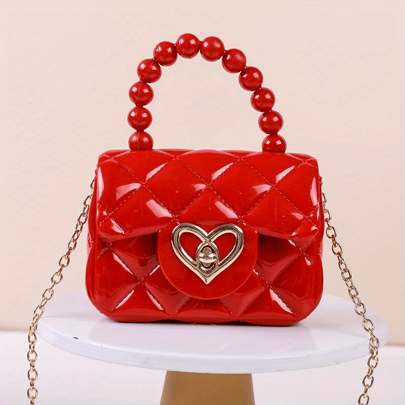 Girls Jelly Tote Handbag With Chain Candy Crossbody Bag