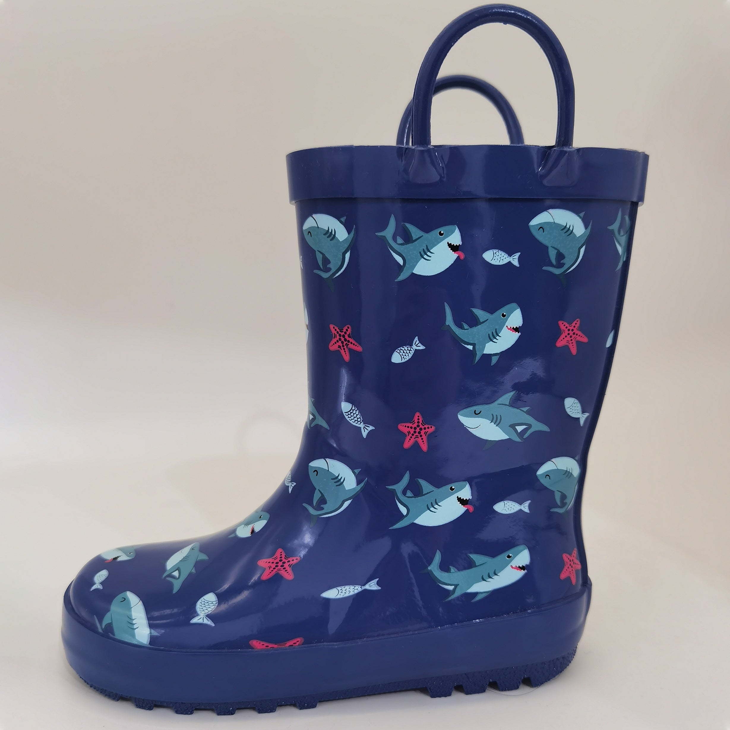 Boys' Cartoon Shark Slip-On Rain Boots Waterproof Non-Slip Outdoor Travel