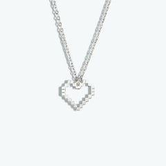 Creative Mosaic Heart Hollow Pixel Heart Pendant Necklace