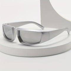 Y2K Future Tech Sense Silver Hip Hop Bungee Men's Sunglasses