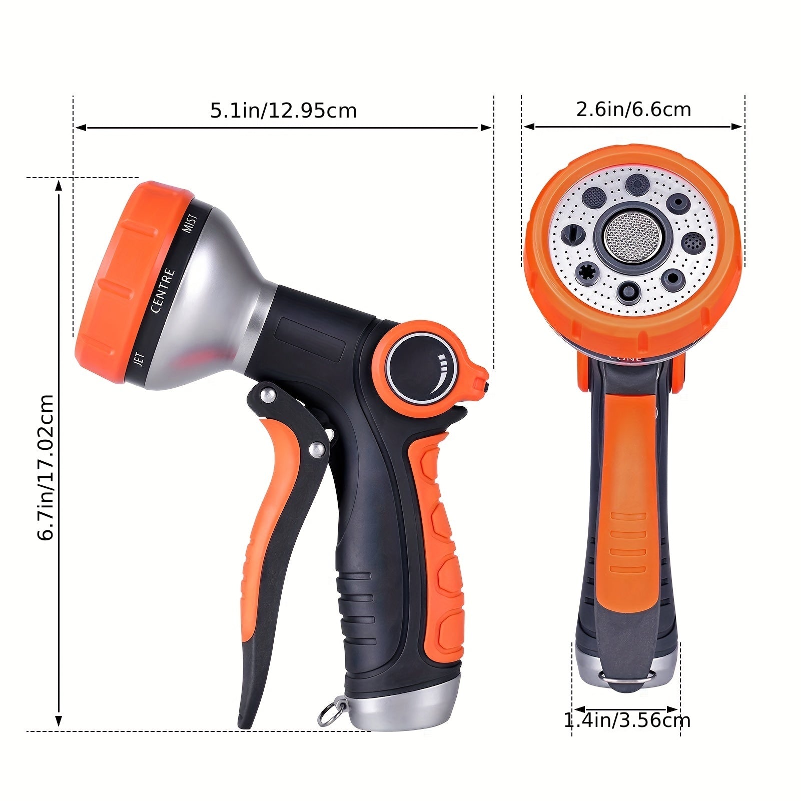 Adjustable 8-Pattern Garden Hose Nozzle with Water Volume Control Valve