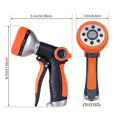 Adjustable 8-Pattern Garden Hose Nozzle with Water Volume Control Valve