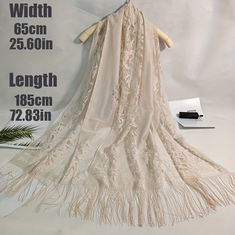 Lace Tassel Long Scarf Hollow Head Wrap Hair Accessories