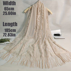 Lace Tassel Long Scarf Hollow Head Wrap Hair Accessories