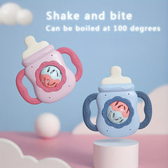 Baby Teether Rattle Soft Teething Toy Early Education Toy Baby Bottle Teether