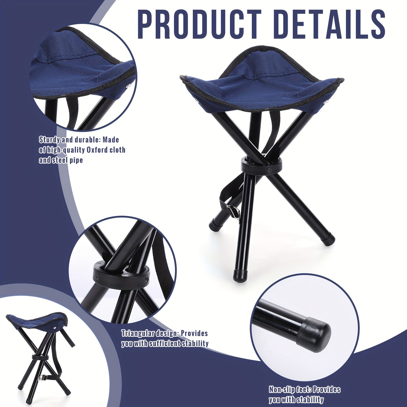 4pcs Mini Camping Folding Stool Portable Tripod Stool For Travel Fishing Hiking